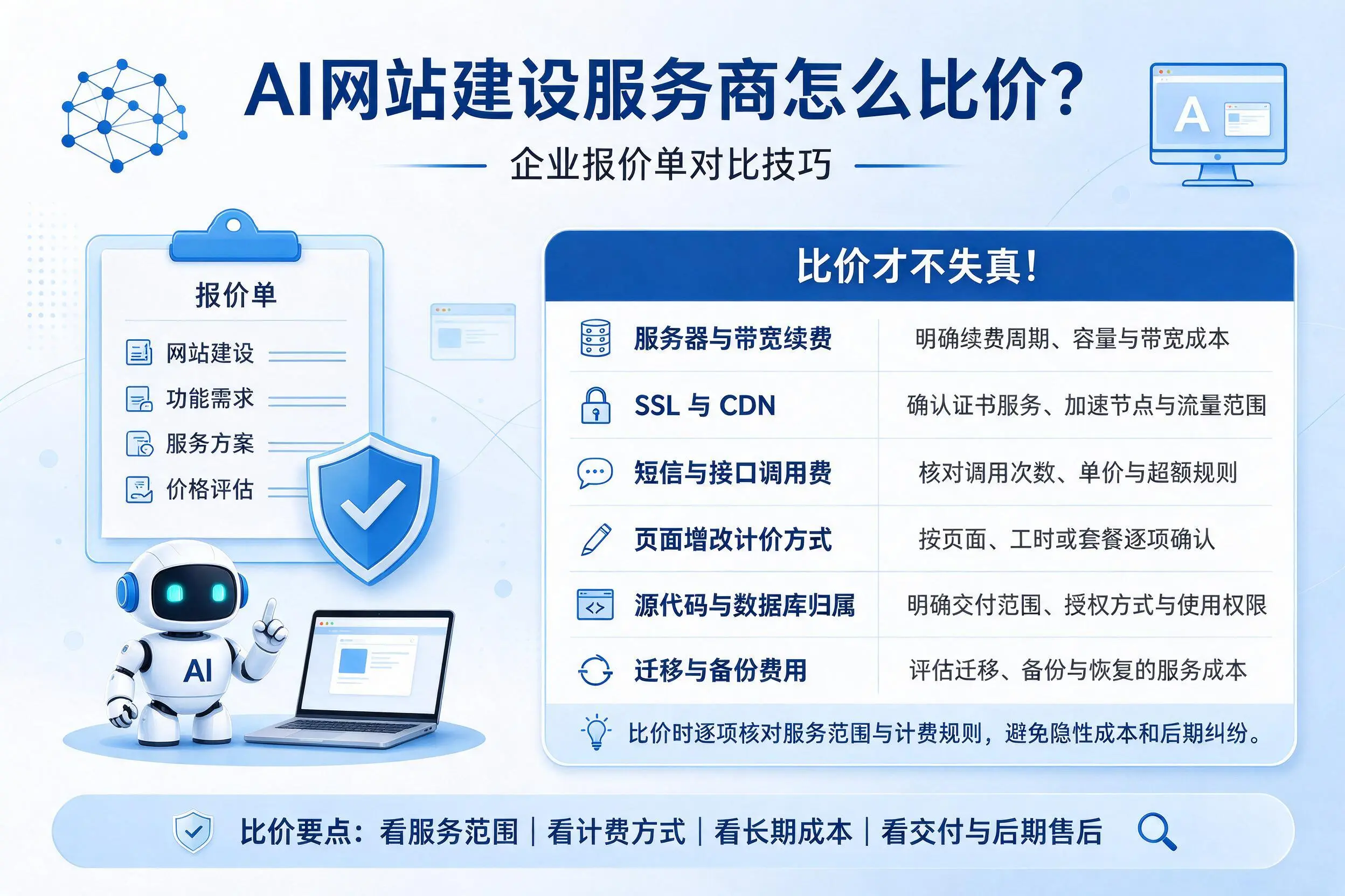 AI网站建设服务商怎么比价？西双版纳企业报价单对比技巧